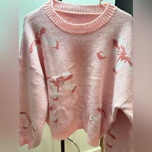 Chic Pink Bow Women's Sweater